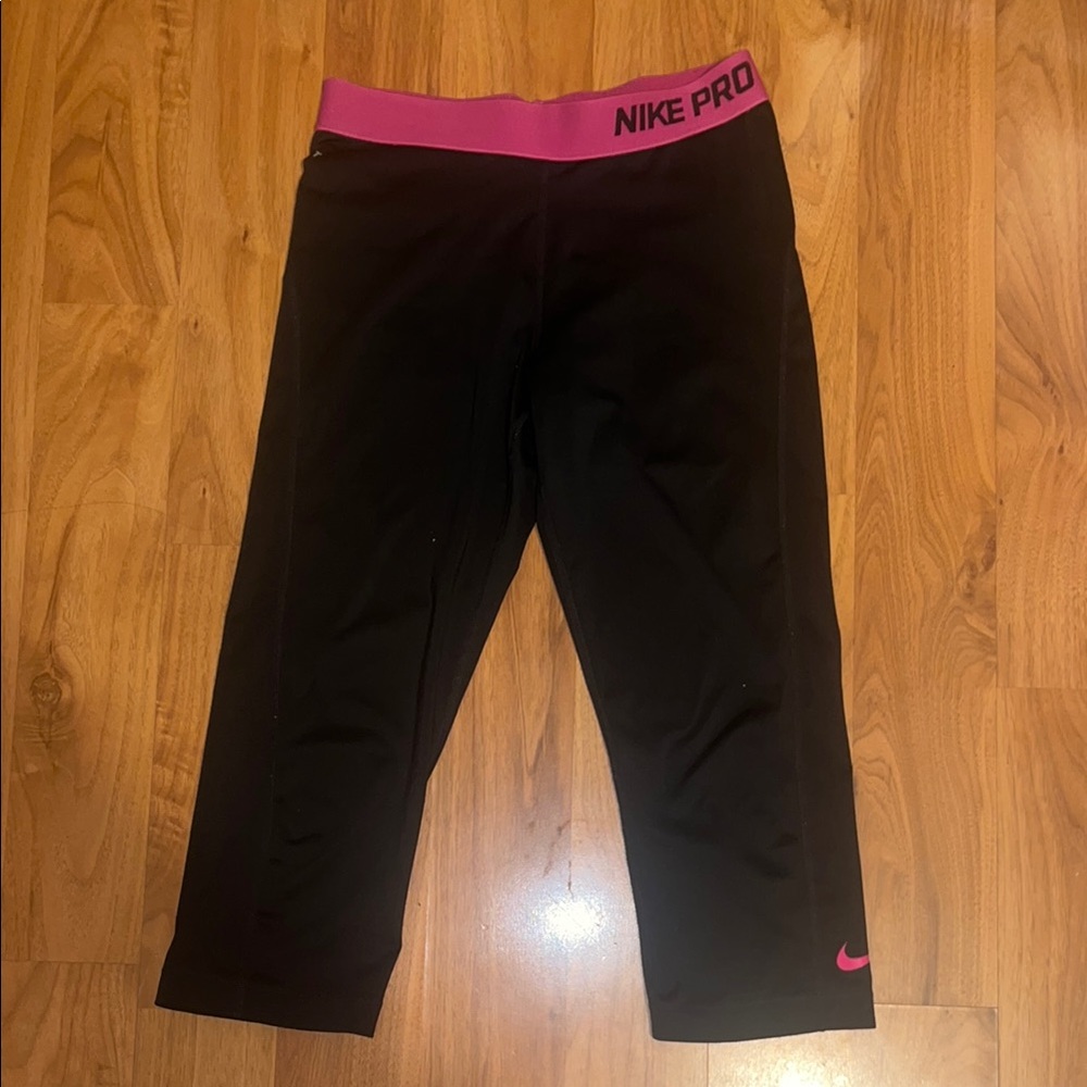 Nike Black and Pink Leggings Athletic Bottoms